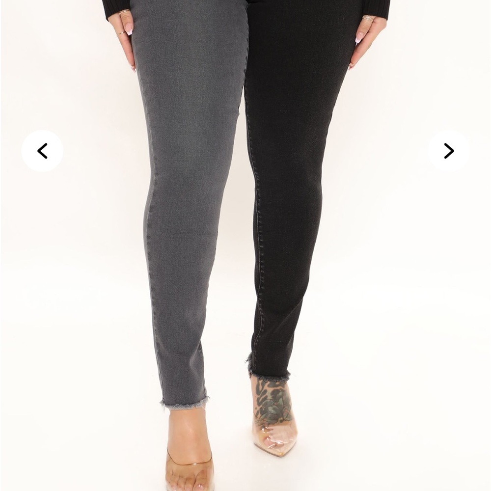 Fashion Nova Two-Tone Ankle Jeans - Black and Gray
